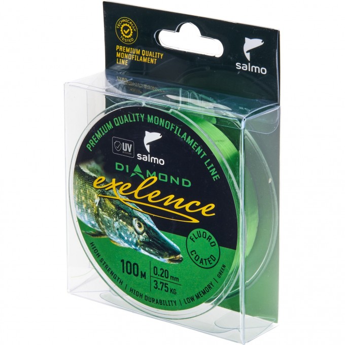 Леска монофильная SALMO DIAMOND EXELENCE FLUORO COATED Green 100/020 4031-020