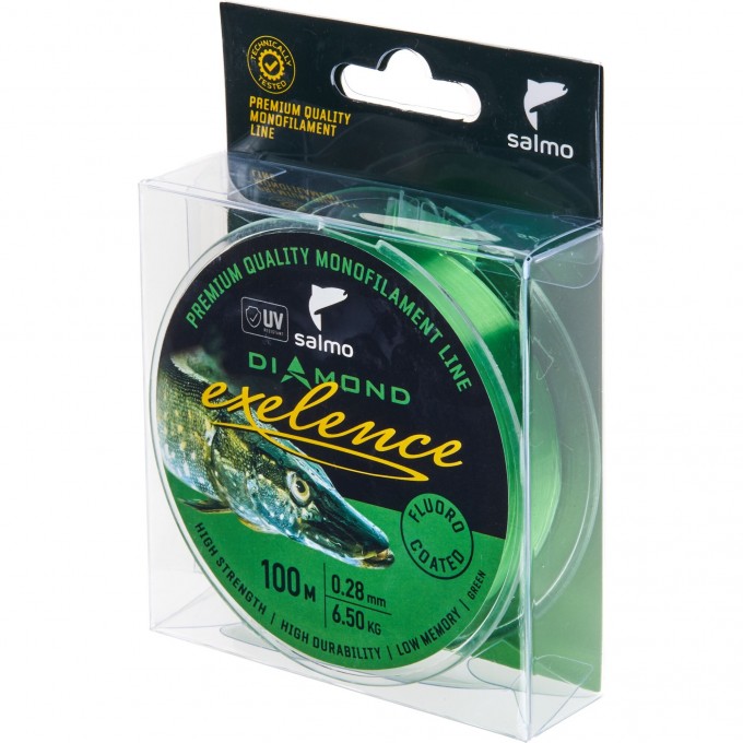 Леска монофильная SALMO DIAMOND EXELENCE FLUORO COATED Green 100/028 4031-028