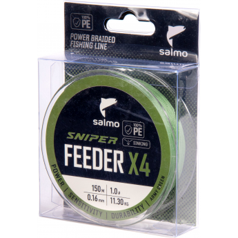 Шнур плетёный SALMO SNIPER х4 FEEDER BRAID Army Green 150/016 Шнур плетёный SALMO SNIPER х4 FEEDER BRAID Army Green 150/016